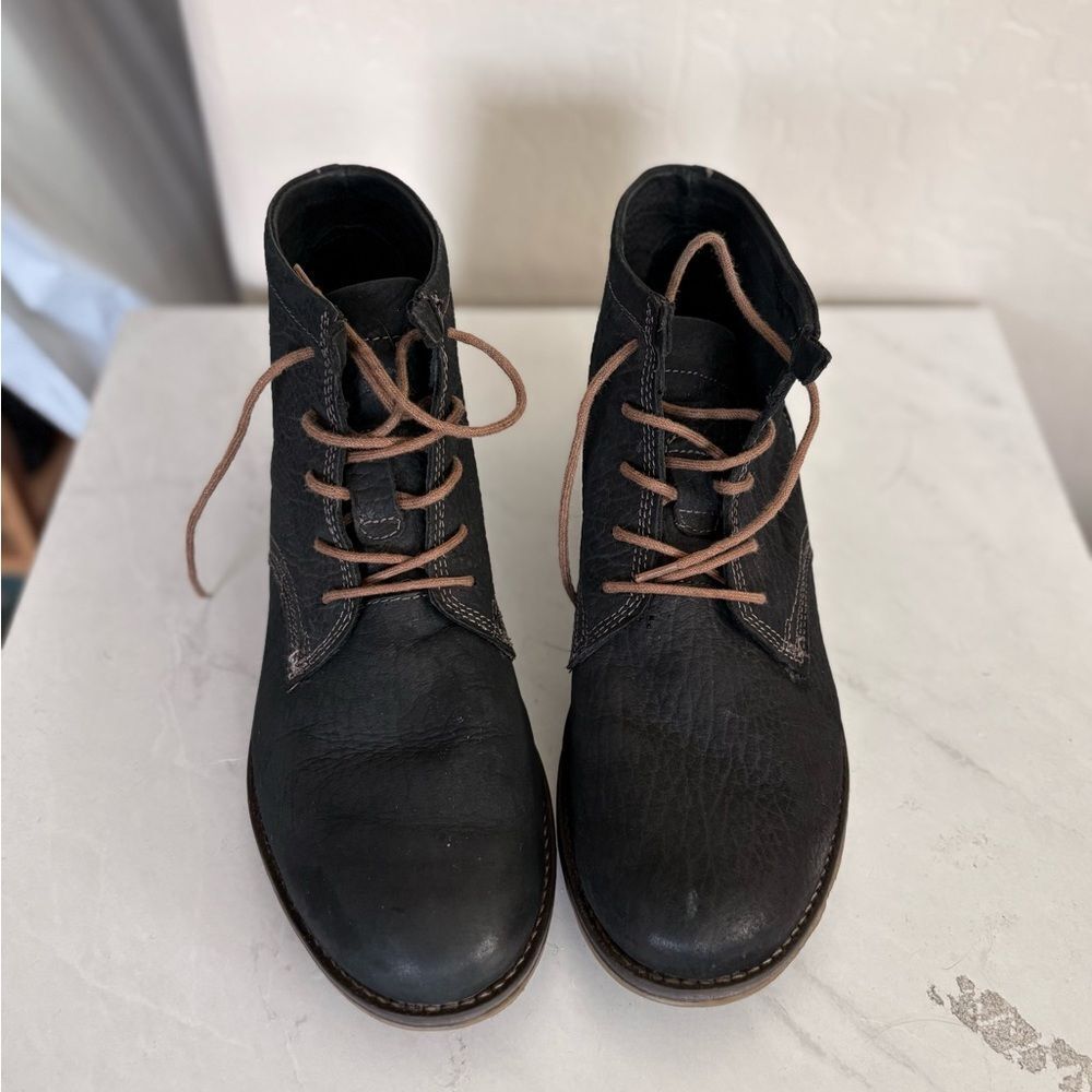 Josef Seibel Sienna 03 Black Leather Lace-Up Booties EU 39 US 8-8.5